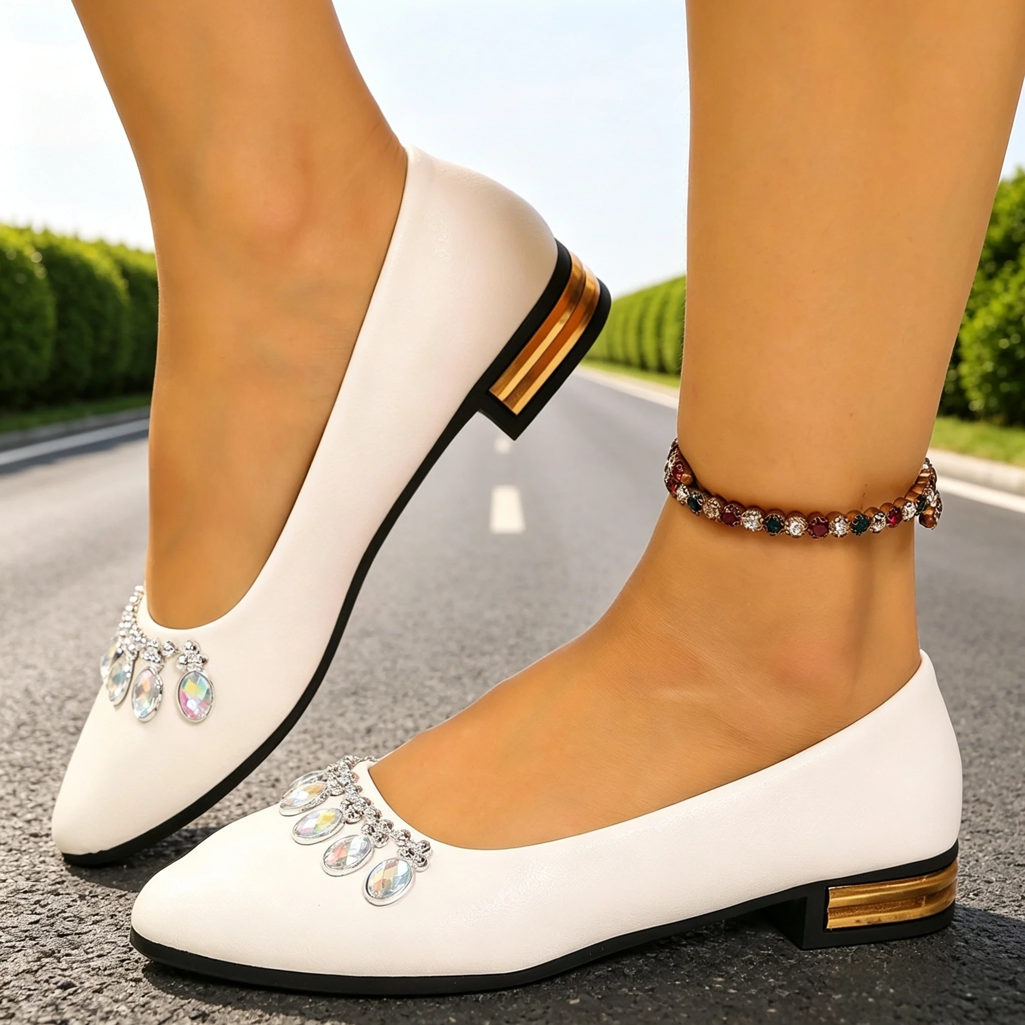 Women'S Heels - Scarpe Basse da Donna a Punta,