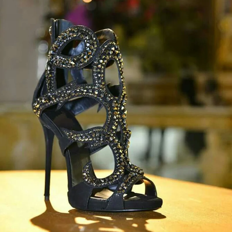 Sandali Stiletto con Cristalli - Women Shoes Zipper recensione e prezzo