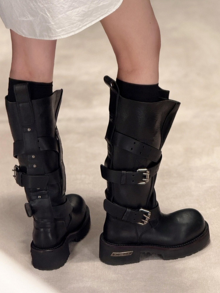 Stivali da Moto in Pelle Nera  - Women'S Shoes Paris recensione e prezzo